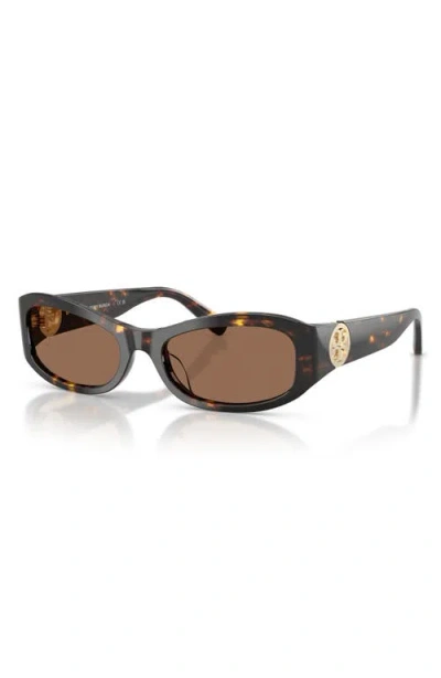 Tory Burch 55mm Rectangular Sunglasses In Brown
