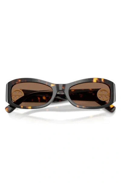 Tory Burch 55mm Rectangular Sunglasses In Brown