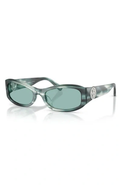 Tory Burch 55mm Rectangular Sunglasses In Green