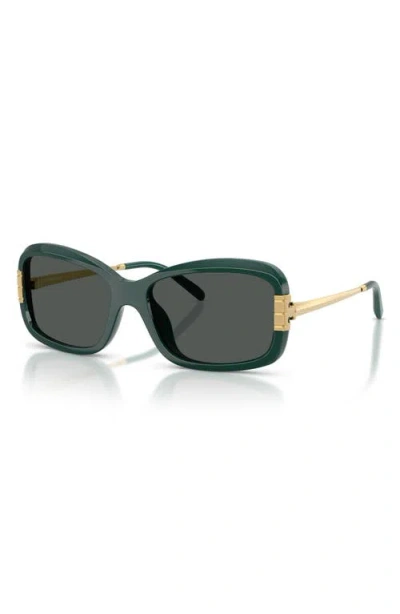 Tory Burch 56mm Rectangular Sunglasses In Green
