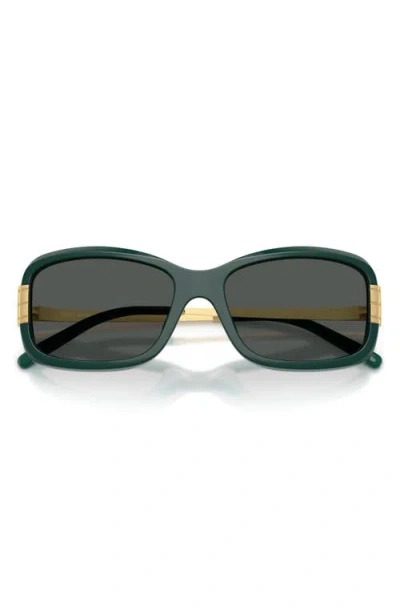 Tory Burch 56mm Rectangular Sunglasses In Green
