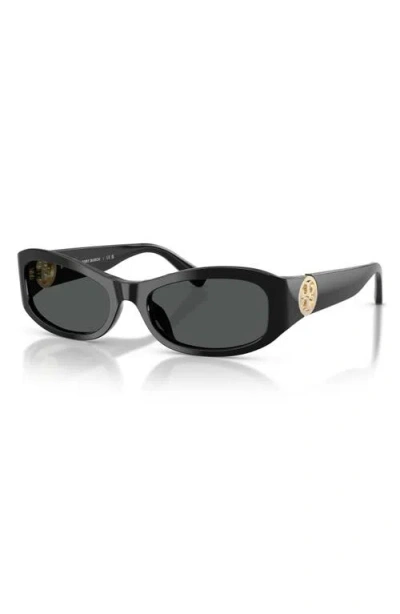 Tory Burch 55mm Rectangular Sunglasses In Black