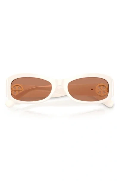 Tory Burch 55mm Rectangular Sunglasses In White