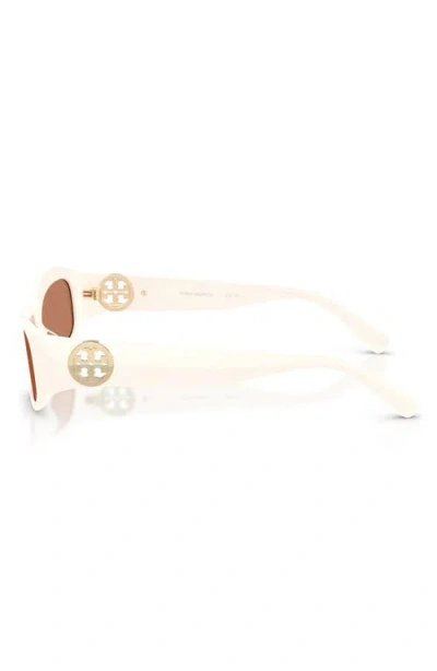 Tory Burch 55mm Rectangular Sunglasses In White