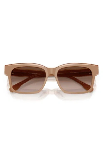 Tory Burch 55mm Rectangular Sunglasses In Brown