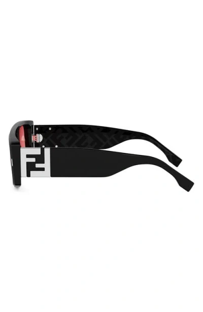 Fendi Ff Squared 56mm Rectangular Sunglasses In Black