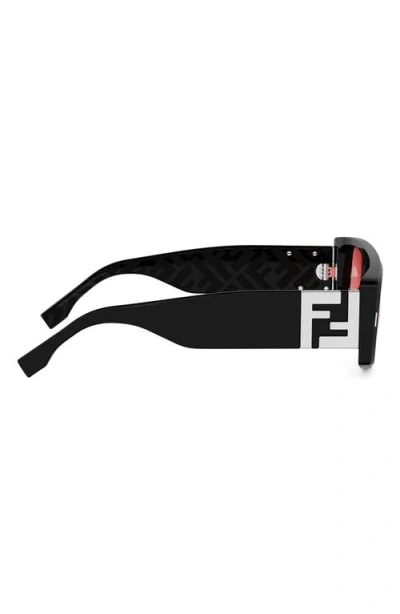 Fendi Ff Squared 56mm Rectangular Sunglasses In Black