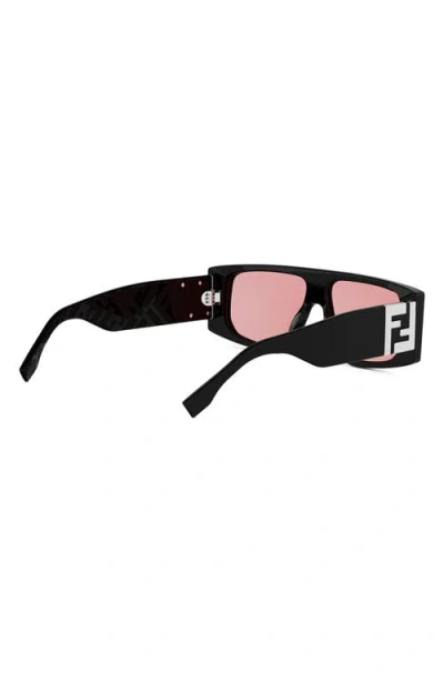 Fendi Ff Squared 56mm Rectangular Sunglasses In Black