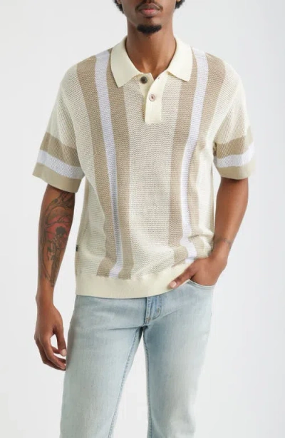 Obey Seth Polo Sweater Unbleached Multi In Neutral