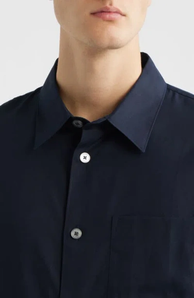Frame Open Weave Long Sleeve Button Down Shirt In Dark Navy In Blue