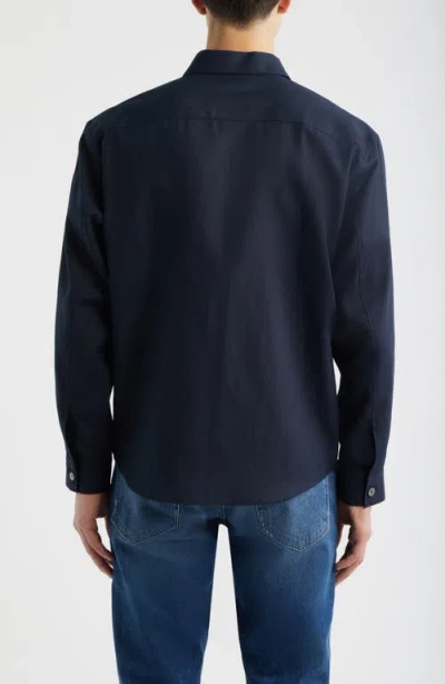 Frame Open Weave Long Sleeve Button Down Shirt In Dark Navy In Blue