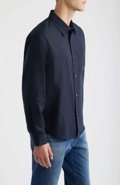 Frame Open Weave Long Sleeve Button Down Shirt In Dark Navy In Blue