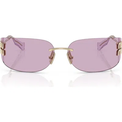 Miu Miu 75mm Oversize Rectangular Wrap Sunglasses In Yellow