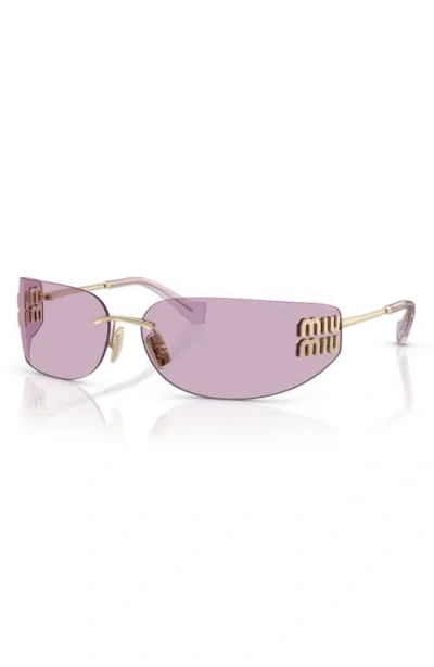 Miu Miu 75mm Oversize Rectangular Wrap Sunglasses In Yellow