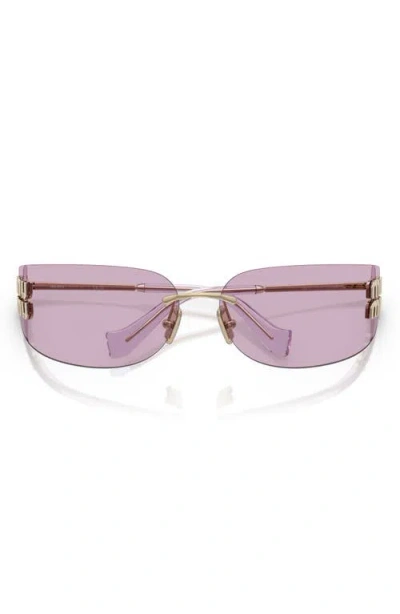 Miu Miu 75mm Oversize Rectangular Wrap Sunglasses In Yellow