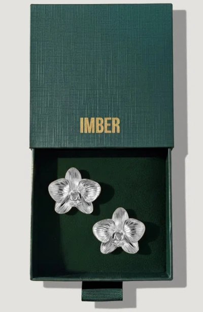 Imber Orchid Flower Statement Stud Earrings In White