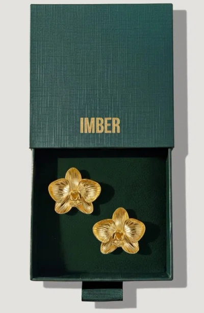 Imber Orchid Flower Statement Stud Earrings In White