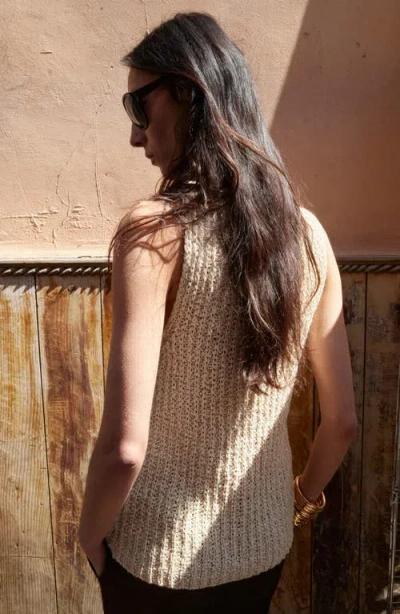 Mango Open Stitch Cotton Tank In Neutral