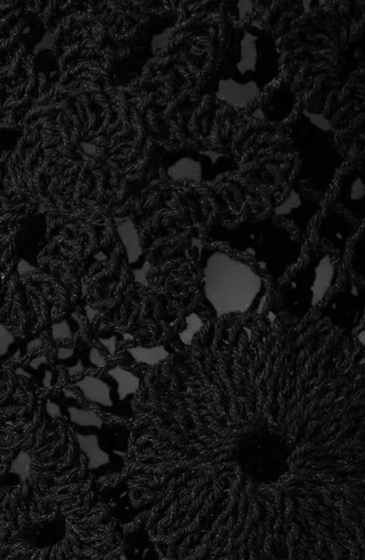 Mango Open Work Floral Sweater In Black