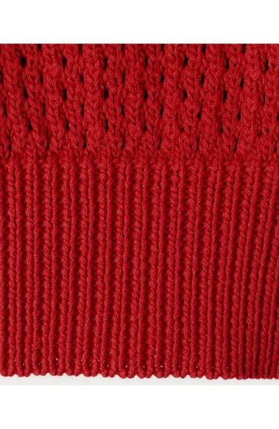Mango Open Stitch One-shoulder Sweater In Red