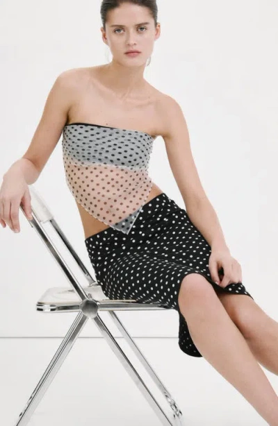 Mango Dot Midi Skirt In Green