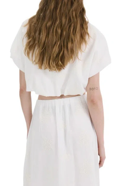 Mango Embroidered Top In White