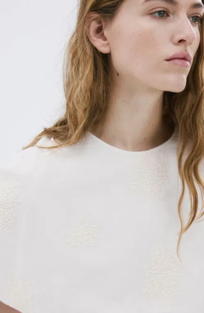 Mango Embroidered Top In White