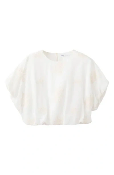 Mango Embroidered Top In White
