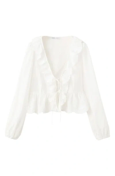 Mango Ruffle Stitch Top In Multi