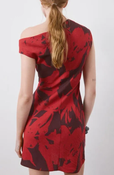 Mango Texture One-shoulder Minidress In Multi