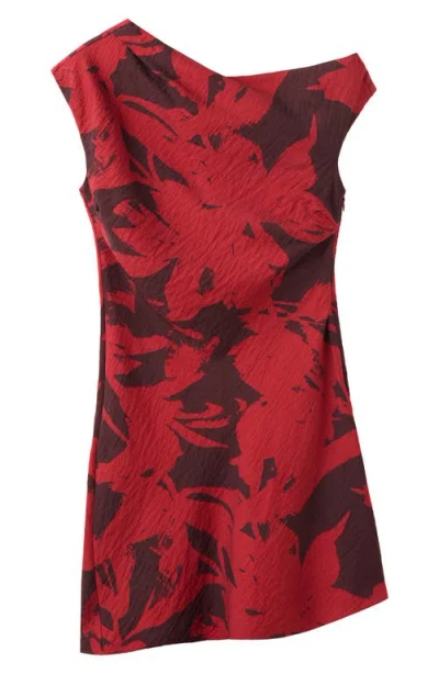 Mango Texture One-shoulder Minidress In Multi