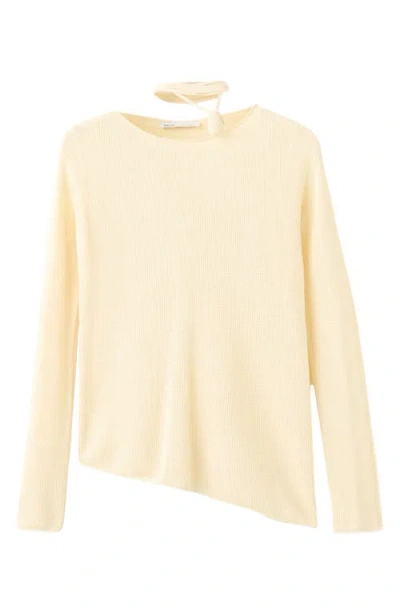 Mango Asymmetric Rib Sweater In Neutral