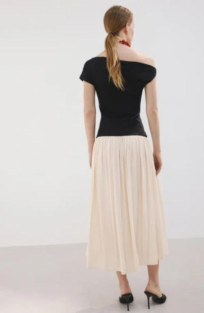 Mango One-shoulder Flared Maxi Dress In Multi