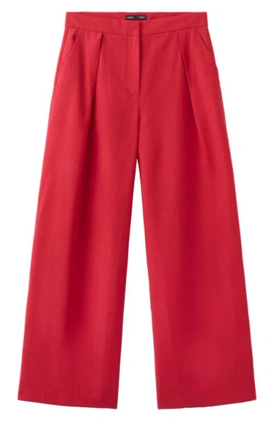 Mango Straight Lyocell Pants In Red