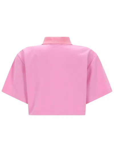 Msgm Polo Crop Con Logo In Pink
