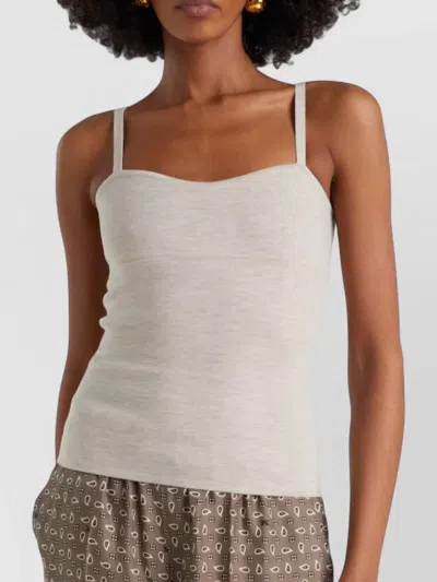 Max Mara Fitted Knit Top Soft Texture Spaghetti Straps In Multi