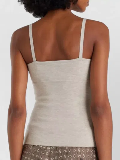 Max Mara Fitted Knit Top Soft Texture Spaghetti Straps In Multi