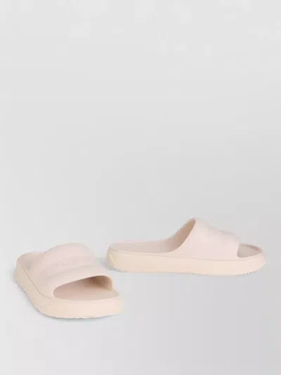 Moncler Platform Logo Slides Open Toe Rubber Sole In White