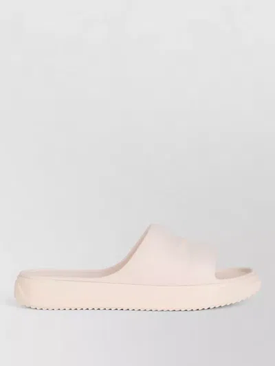 Moncler Platform Logo Slides Open Toe Rubber Sole In White