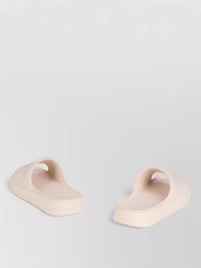 Moncler Platform Logo Slides Open Toe Rubber Sole In White