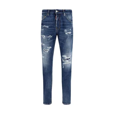 Dsquared2 Tidy Biker Distressed-effect Jeans In Blue