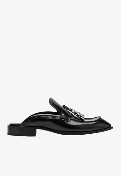 Loewe Black Leather Loafers