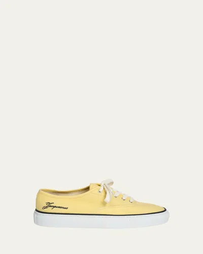 Jacquemus Les Fefe Logo-embroidered Canvas Sneakers In Yellow
