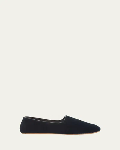 The Row Ponti Velvet Leather Sole Slippers In Multi