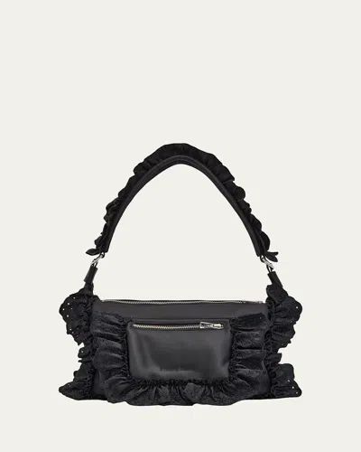 Simone Rocha Pillowcase Broderie Anglaise-trimmed Shell Shoulder Bag In Black