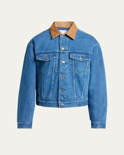 Bottega Veneta Denim Jacket Front Pockets Long Sleeves Collar In Blue