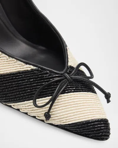 Jacquemus Les Escarpins Tourni 80 Striped Faux Raffia Pumps In Black