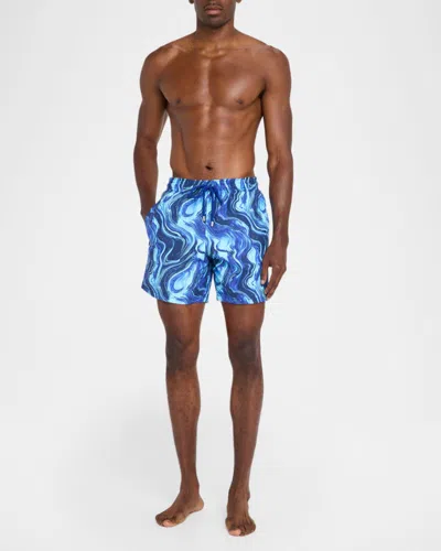 Vilebrequin Drawstring Patterned Swim Shorts In Blue