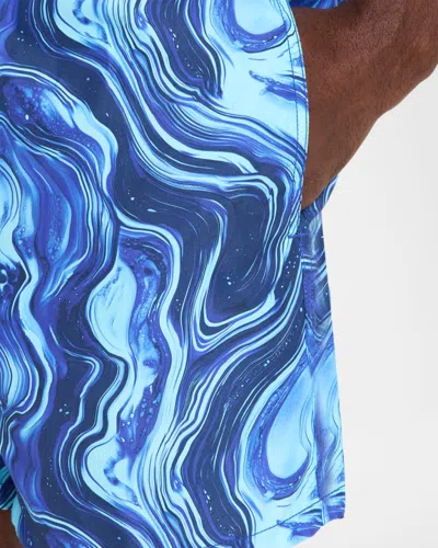 Vilebrequin Drawstring Patterned Swim Shorts In Blue