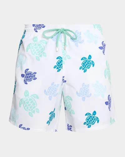 Vilebrequin Men Swim Shorts Tortues Multicolores In White